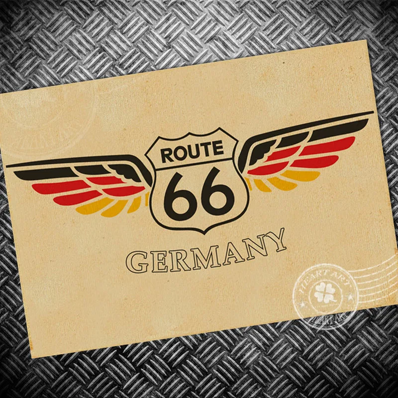 route 66 мотоциклетные бумажные винтажные постеры РЕТРО ПРИНТ картина старая фото кафе антикварные настенные стикеры декор 42x30 см