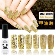 6 Цвет 5 мл блеск Glid золото Блёстки че Гель Soak Off светодиодные УФ-Дизайн ногтей Польский Маникюр гель DIY салон комплект