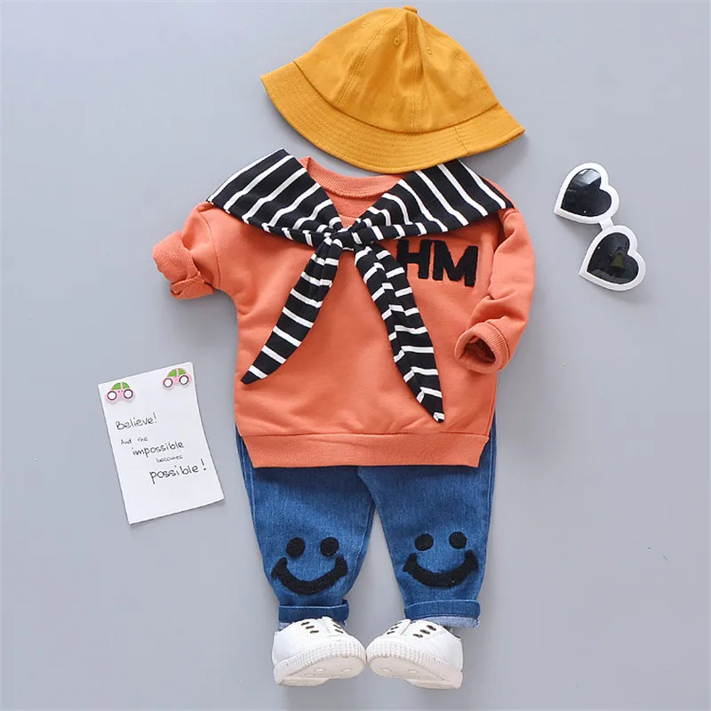 

0-4 years High quality boy girl clothing set new spring cartoon crew neck kid suit children baby clothing T-shirt+pant 2pcs 40