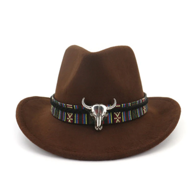 

HOT Men Women Retro Felt Cap Western Cowboy Wide Brim Cap 19ING