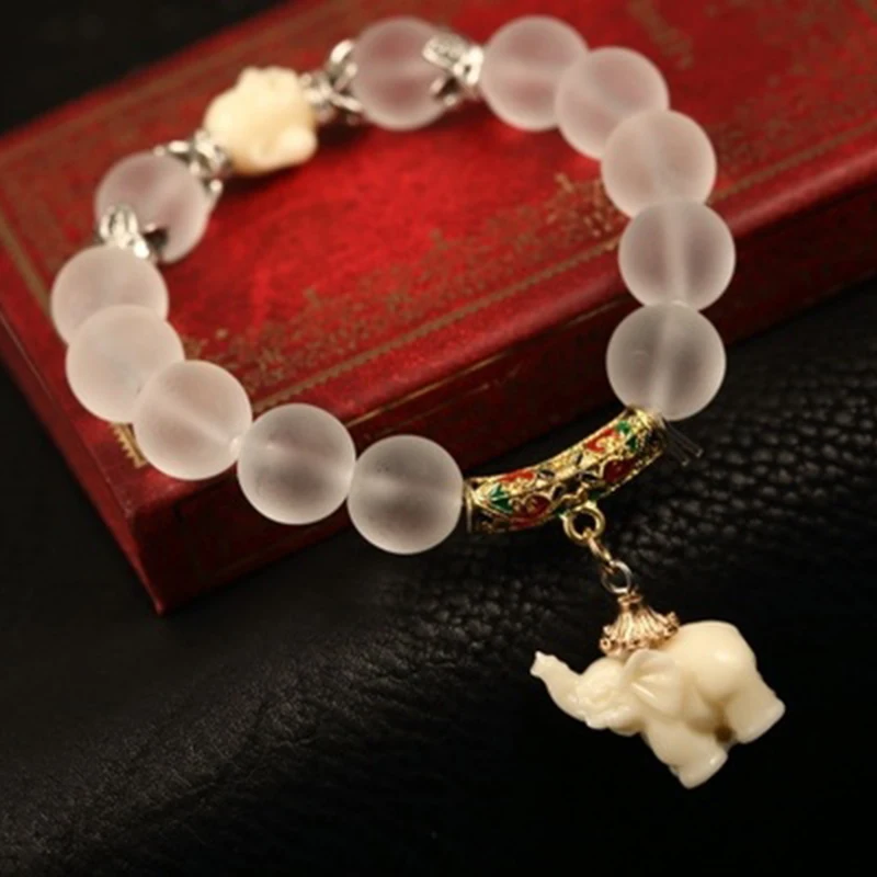 

Fashion Matting Natural Crystal Bracelets Stretch Elephant Bracelet for Women Bring Good Luck and Wealth Birthday Gift CX17