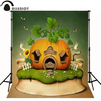 

Allenjoy photographic background Pumpkin vines bee meadow kids boy send folded fabric wallpaper