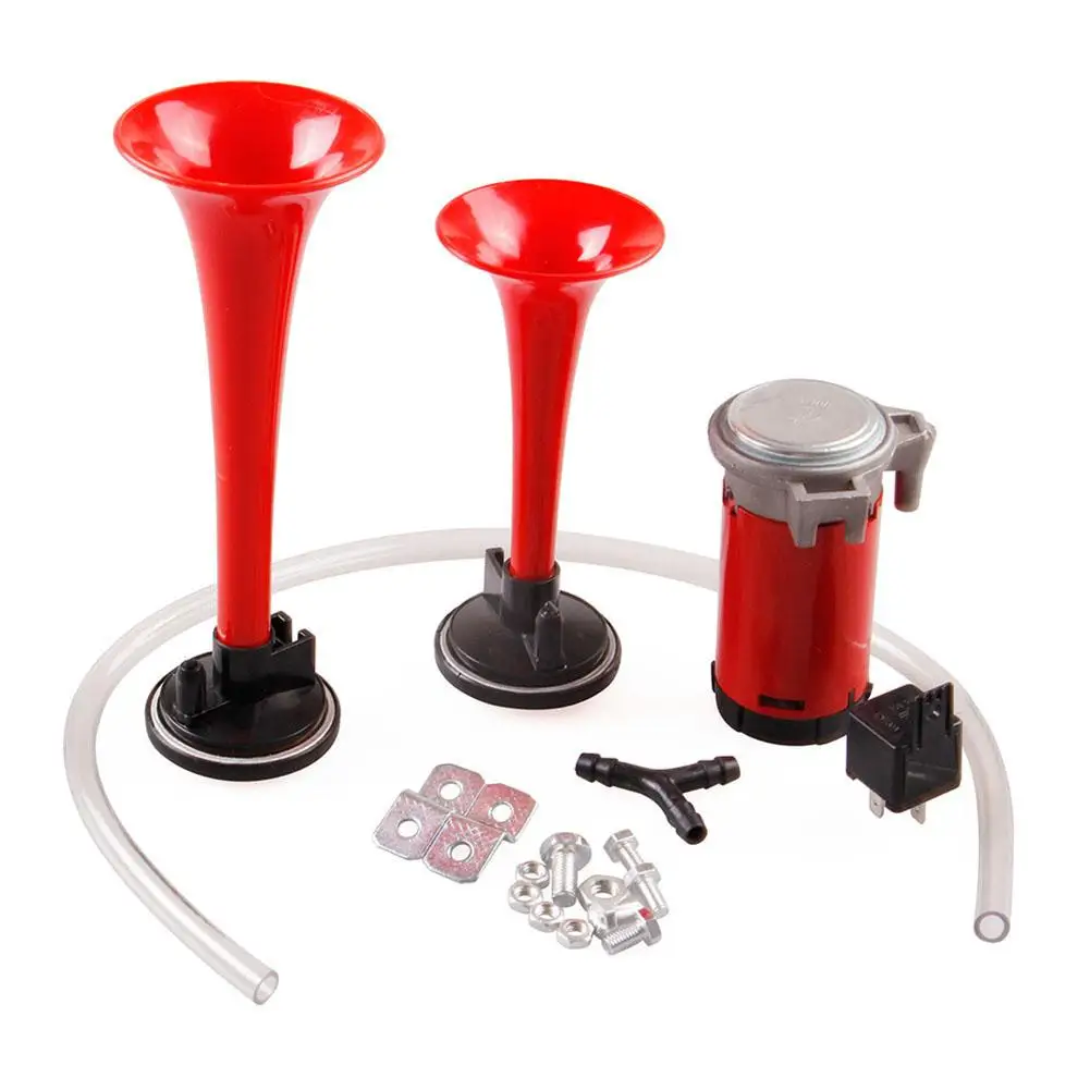 

12V Car Truck Motorcycle 135DB Loud Dual Trumpet Air Compressor Horn Whistle Kit