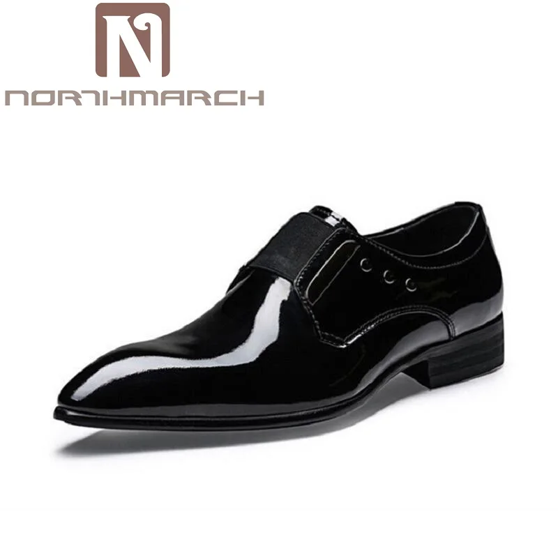 

NORTHMARCH Genuine Leather Wedding Party Shoes Men Patent Leather Pointed Toe Dress Shoes Sapatos Masculino Men's Leather Shoes