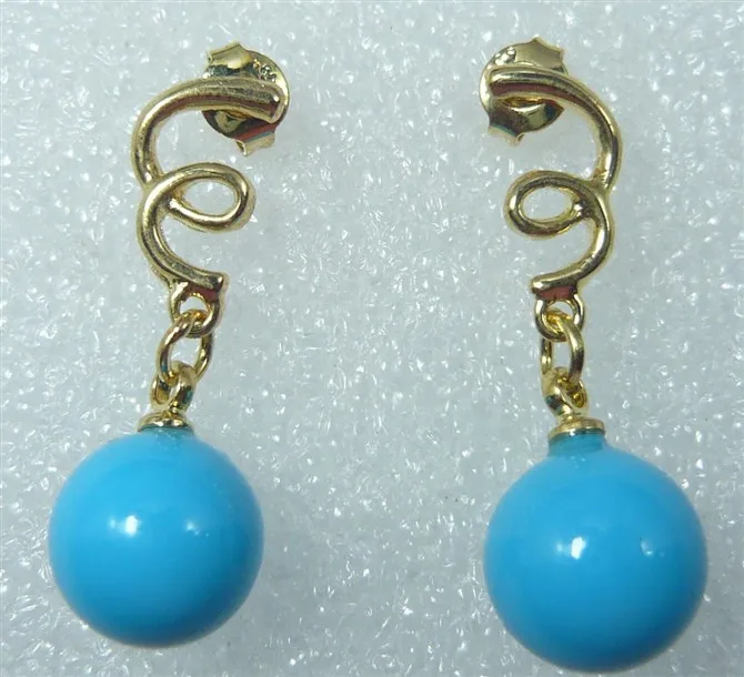 

hot sell new - 2 mental colors wholesale factory price 18kgp/ silver plated 10mm blue shell pearl earrings