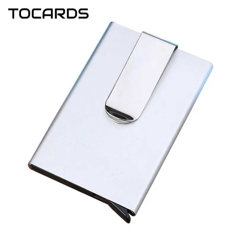 

Automatic Alloy Credit Card Holder Men's ID Business Cards Case with Money Dollar Clip Wallet for Men Metal Cardholder