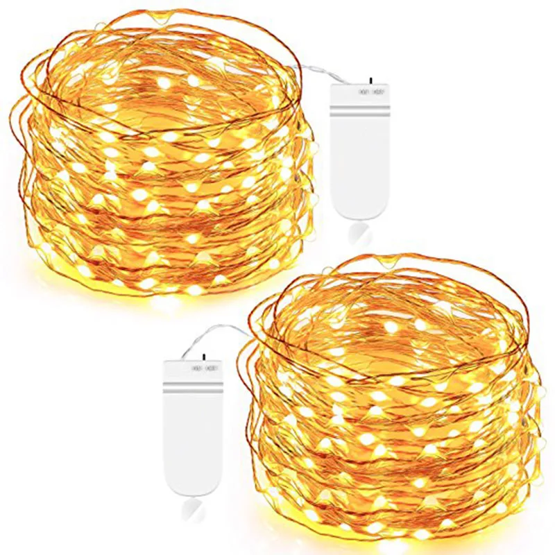 

2 M LED Copper Led Fairy 20 Lights Button Battery Operated String Light Festival Wedding Party Home Gift Box Decoration Lamp