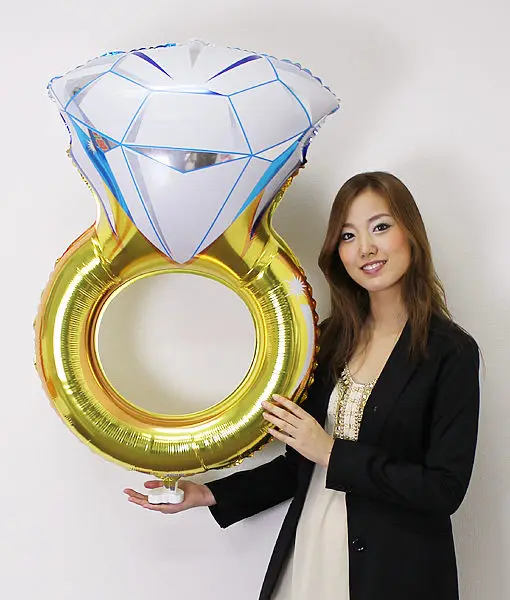 

Free Shipping Diamond Ring Aluminum Balloon Wedding Big Diamond Ring Style married Decoration Balloon