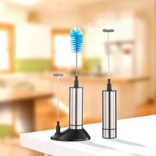 Электрический молоковзбиватель 2 венчика ручной пеновзбиватель для молока кухонный миксер для капучино Кофе Яйцо Beater напитки Блендер с подставкой