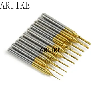 

High quality 10pcs / lot Titanium Nitride Coated Carbide PCB CNC Drill Bits Router 3.0mm