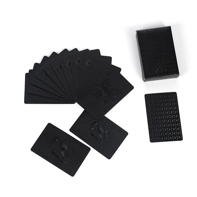 

54Pcs Waterproof Plastic PVC Playing Cards Set Pure Color Black Poker Card Sets Classic Magic Tricks Tool For Drop Shipping