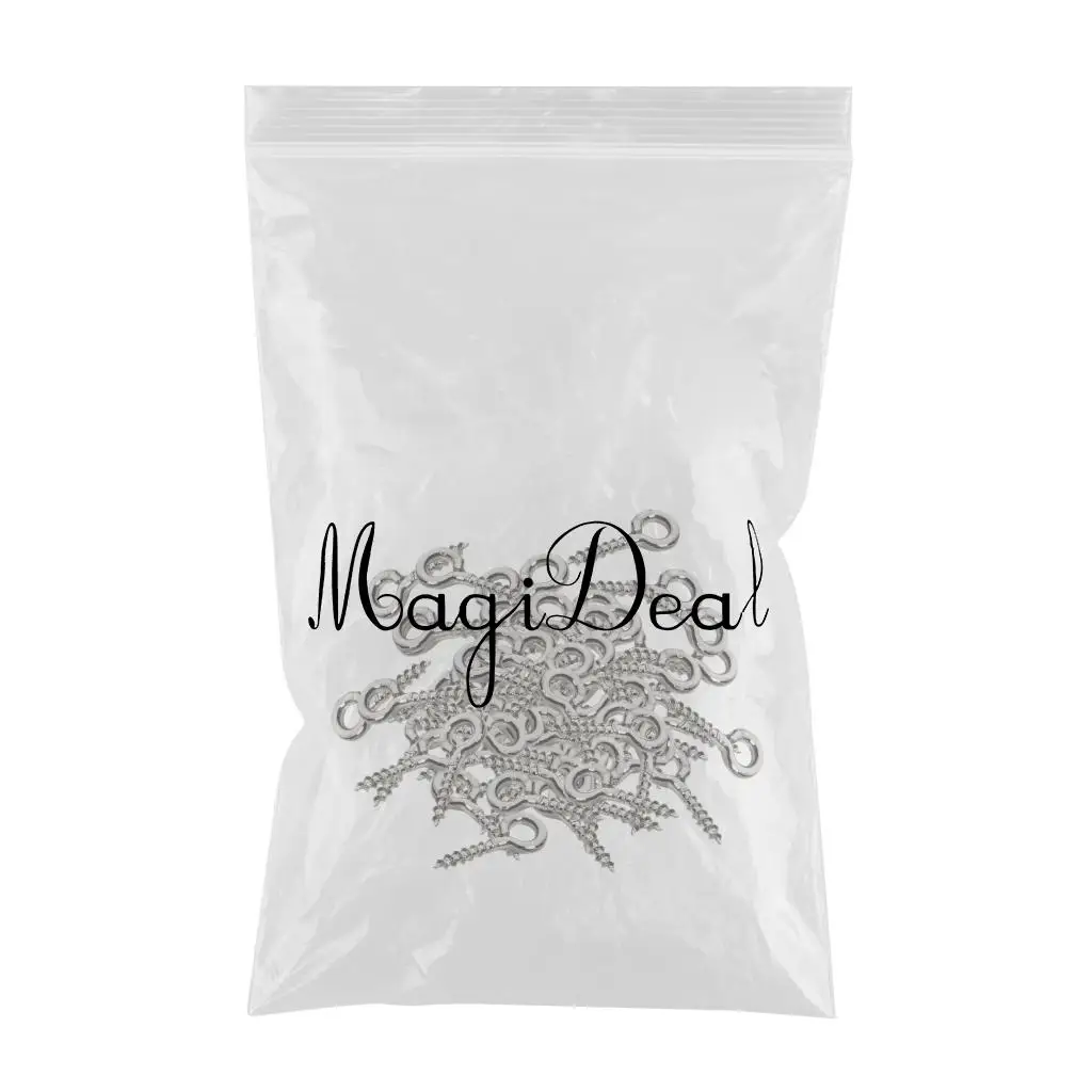 Phenovo 200 Pieces White K Screw Eyes Pins Eyelets Screw Ornaments Earrings Necklaces Jewelry Bag DIY Making Findings  