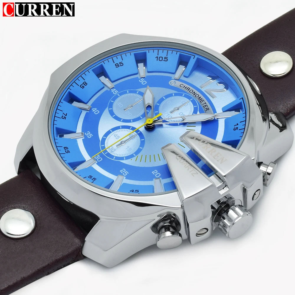 Часы CURREN Мужские спортивные аналоговые кварцевые с кожаным ремешком 8176|wristwatch