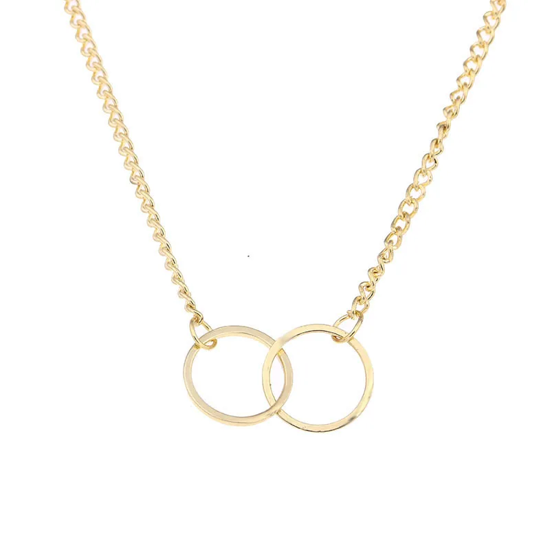 

Make A Wish Clavicle Charm Accessories Fashion Peaceful Simple Gold Necklaces Pendant Jewelry Karma Women Girl Double Circle