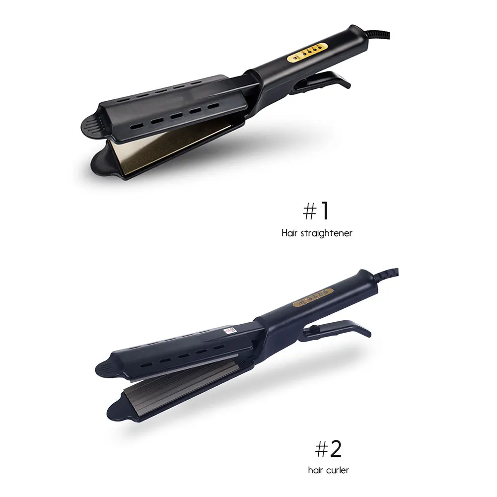 Электрический Выпрямитель для волос с титановыми прямыми утюгом Профессиональный выпрямляющий палочка салонные Инструменты для укладки волос с длинным клипером