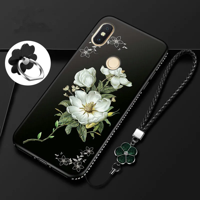 

Flowers Soft Case For Huawei P Smart 2019 Case Silicone Back Cover Phone Case For Huawei P Smart 2019 Smart2019 POT-LX3 Rope