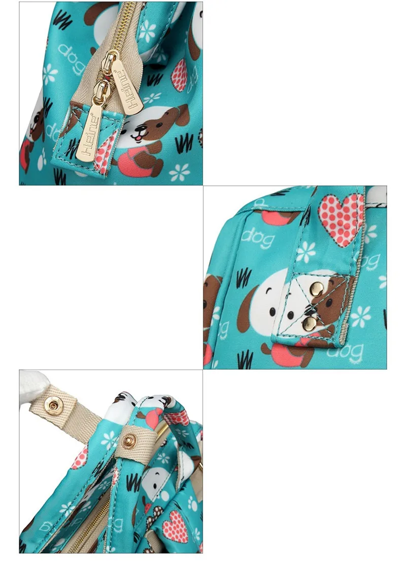 Heine New Products Cartoon Puppy Fashion Camo Printed Mummy Travel Shoulder Backpack Bag 