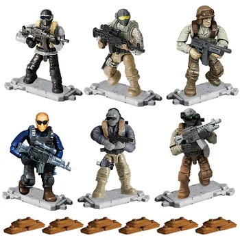 

6Pcs/set Game Army Soldiers World War II Building Blocks Military WW2 Series with Weapons Guns Bricks Toys For Kids