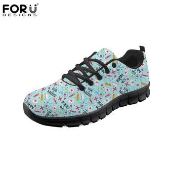 

FORUDESIGNS Cute Nurse Pattern Women Shoes Flats Summer Casual Women's Sneakers Super Light Comfortable Mesh Shoes for Ladies
