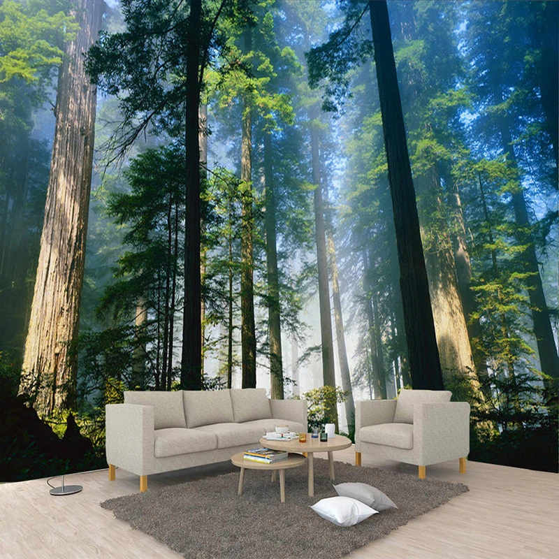 Фотообои 3D на заказ настенная бумага природа туман буксирующие деревья Лесной