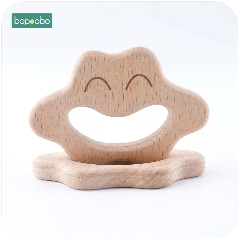 

Bopoobo Lovely Wood Smiley Clouds Teether 1pc DIY Jewelry Teething Baby Nursing Accessories Food Grade Bracelet Baby Teether