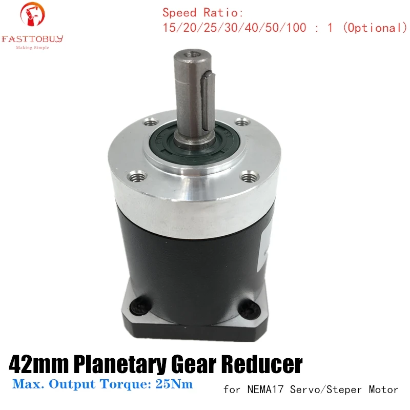 High Precision 25 acrmin NEMA17 42mm Planetary Reducer Ratio 15/20/25/30/40/50/100 : 1 for Servo Motor 42XG|Редукторы скорости| |