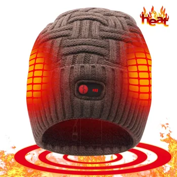 

Global Vasion Battery Heated Hat Rechargeable Operated Winter Warming Women Men Heating Warmers Beanie
