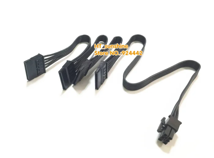 

6Pin PCI-E to 4 SATA 15pin Modular Power Supply Adapter Cable For Corsair HX650 HX750 HX850 HX1050 Modular Power Supply