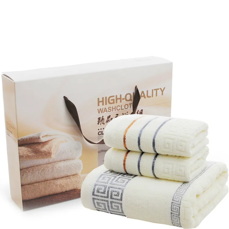

Luxury Bath Towels for Adults Sets Towel Gift Box Three-piece Absorbent Cotton Wedding Return Company Activity Souvenir Gift B5T