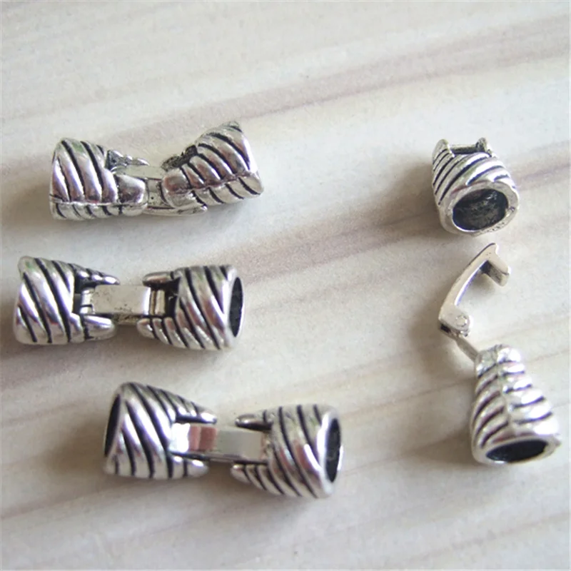 10 Sets Antique Silver Screw Thread Snap Clasp for 5mm