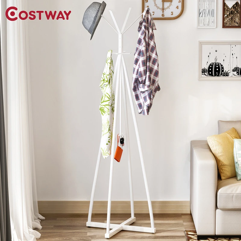 

COSTWAY Clothes Hanger Coat Rack Floor Hanger Storage Wardrobe Clothing Drying Racks porte manteau kledingrek perchero de pie