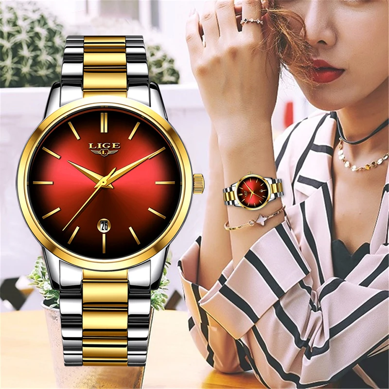 

LIGE New Womens Business Quartz Watch Ladies Brand Top Luxury Ladies Watch Small Dial Thin Section Girl Clock Relogio Feminino