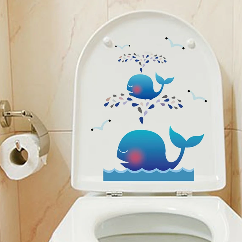 

Cartoon Removable toilet stickers Cute Lovely whale Switch Wall Sticker Vinyl Decal Home Decor Decal waterproof posters paper