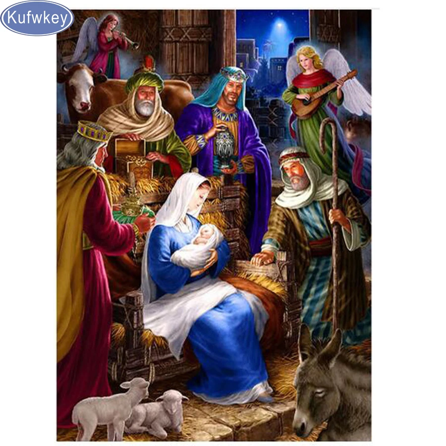 

Diy Diamond Paintings Jesus Christ Birth Christmas Diamond Pattern Beadwork Pictures Needlework Religious Diamond Mosaic Craft