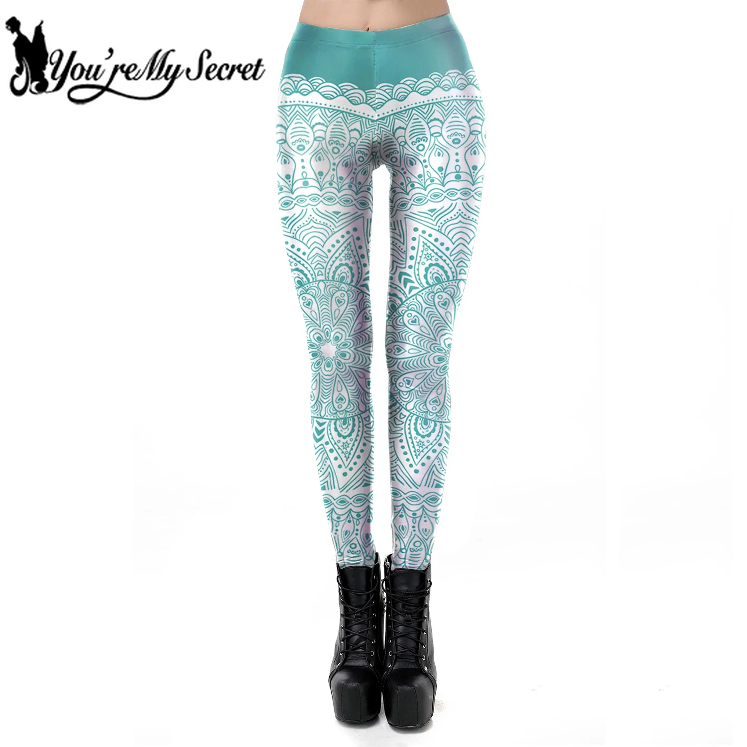 

[You're My Secret] 2019 New Fashion MANDALA Leggings for Women Nature Green Sexy Beautiful Leggins Mujer Winter Ankle Pant
