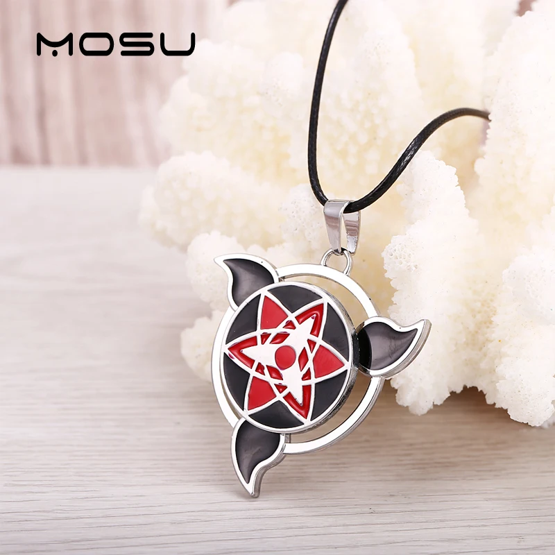 Us 188 27 Offmosu Hot Anime Naruto Necklace Rotatable Uchiha Sasuke Mangekyou Sharingan Pendant High Quality Metal Jewelry Can Dropshipping In