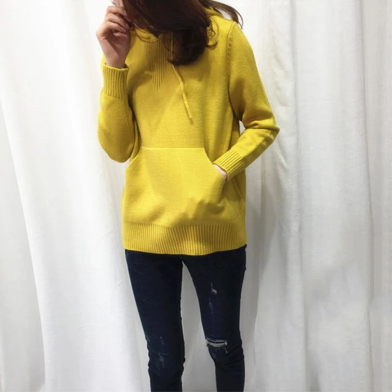 Autumn winter 2018 women sweaters pullovers Casual hooded soft loose long sleeve knitted jumpers sweater mujer | Женская одежда