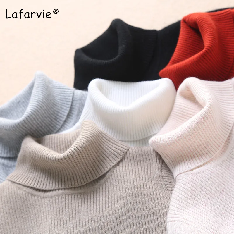 Lafarvie Autumn Winter Turtleneck Knitted Sweater Women Long Sleeve Slim Thick Warm Soft Flexible Quality Pullover Female Jumper