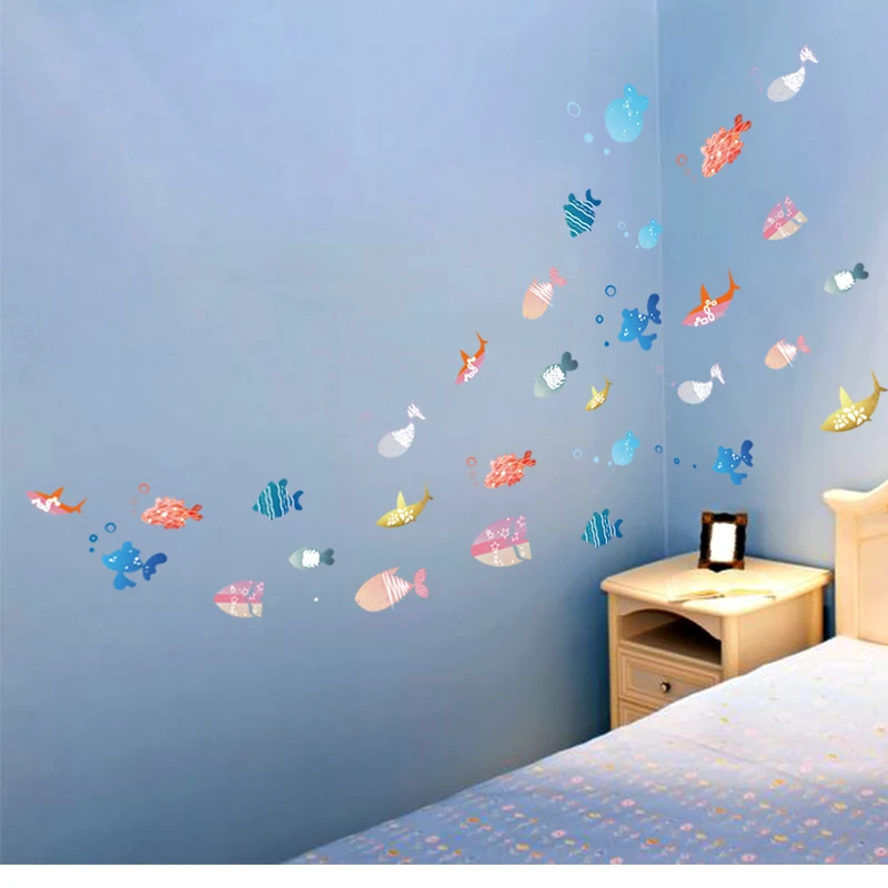 [SHIJUEHEZI] Sea Fish Wall Stickers Kids Room Bathroom DIY Home Decor