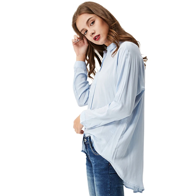  GLO-STORY Women's Casual Button Blouse 2018 Autumn Long Sleeve Shirts Solid Loose Classic Tops Blus