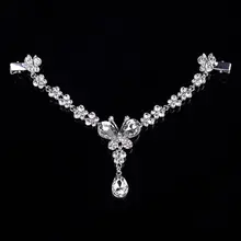 Кристалл для женщин Лоб повязка на голову с цепочкой головной убор Стразы слеза тиара лозы Свадебные украшения Свадебные аксессуары для волос