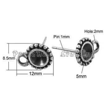 

Antique Silver Tibetan Style Alloy Ear Stud Components, Lead Free & Nickel Free, Flat Round, 13x8.5mm, Hole: 2mm, Pin: 1mm; Fit