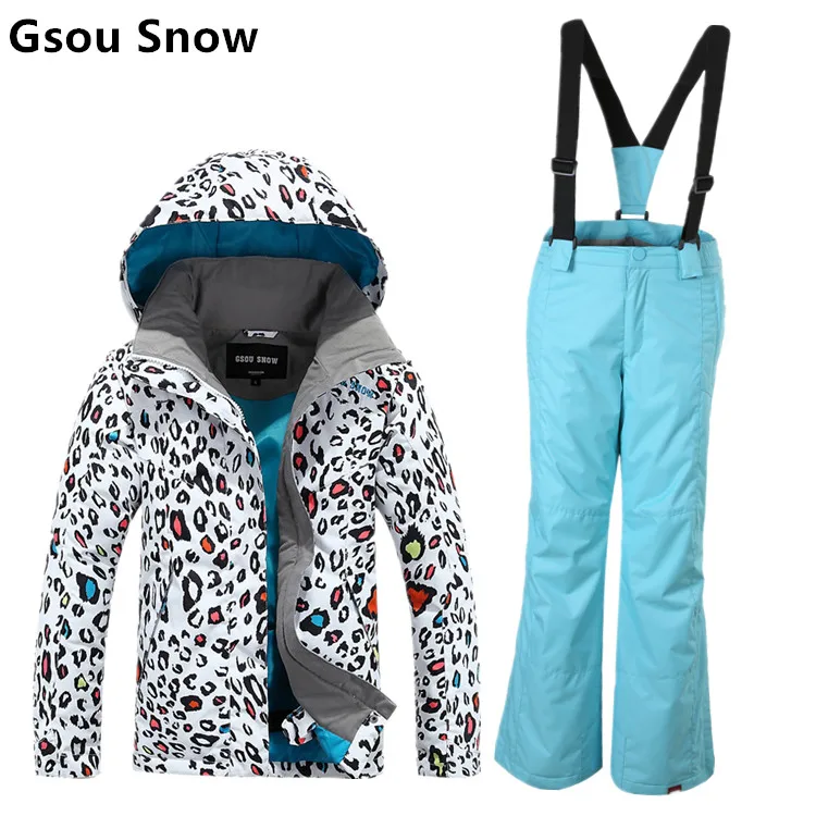 Gsou snow childrens ski suit girls skiing suit parent child ski suit