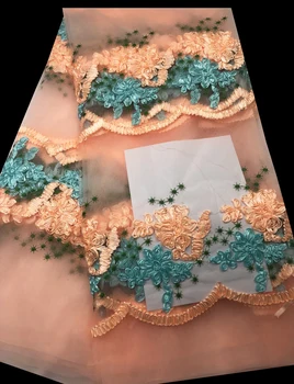 

African Mesh French Lace Fabric High Quality 2019 French Net Sequins Glitter Nigerian-Lace-Fabrics For Wedding Dresses