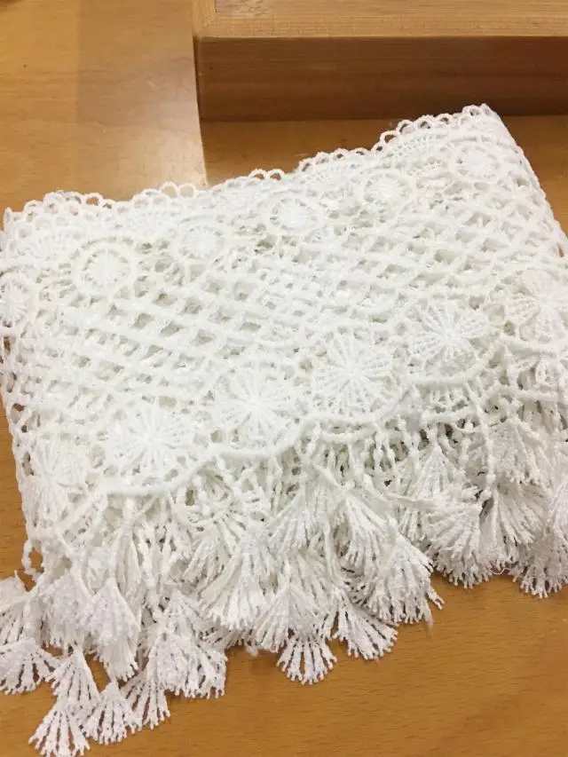 

Milk silk water soluble lace lace flower tassel lace accessories wedding dress accessories width 14CM