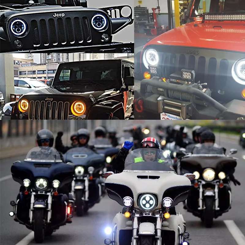 FADUIES 7'' Led Headlight H4 H13 High Low Beam with Turn Signal DRL For Jeep Lada urban Niva 4x4 Harley Motorcycle (7) 1