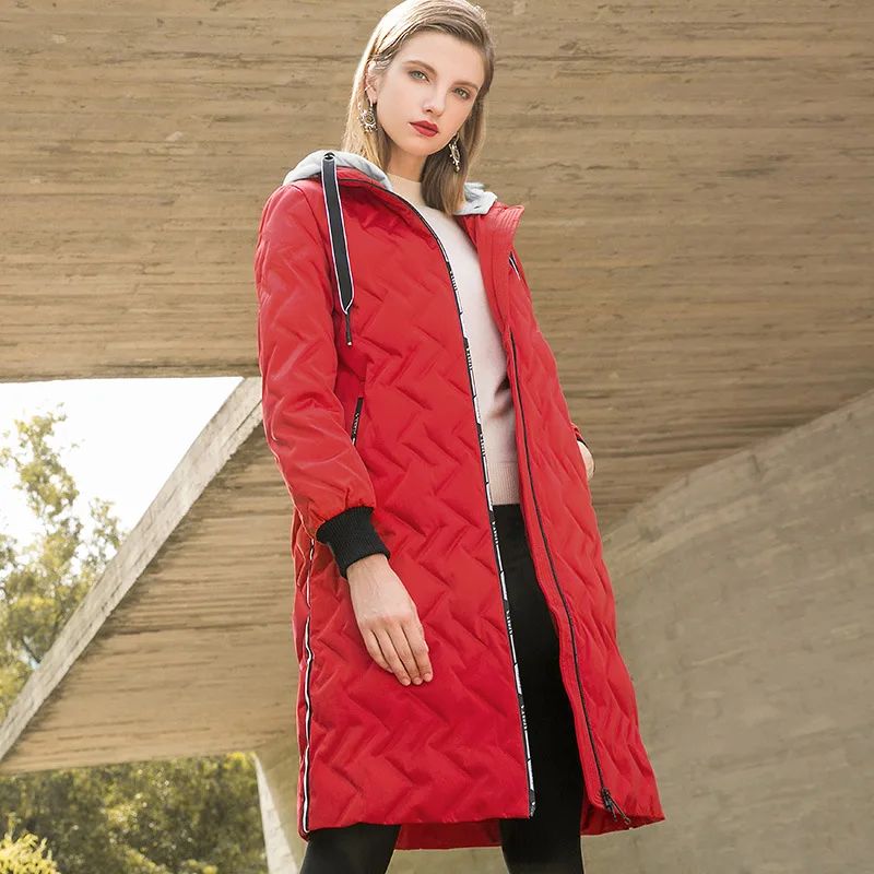 KAMIYING 2018 Winter New Style Fashionable Long Sleeves Ladies Hooded Pure Color Loose Temperament White Duck Down Coat PKHC718