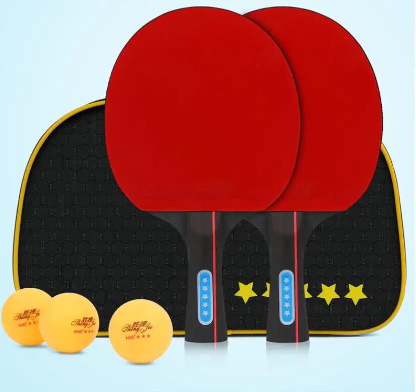 

2 Pack Set Table tennis racket double shot genuine beginner student table tennis ball training match Pen-hold / horizontal shot