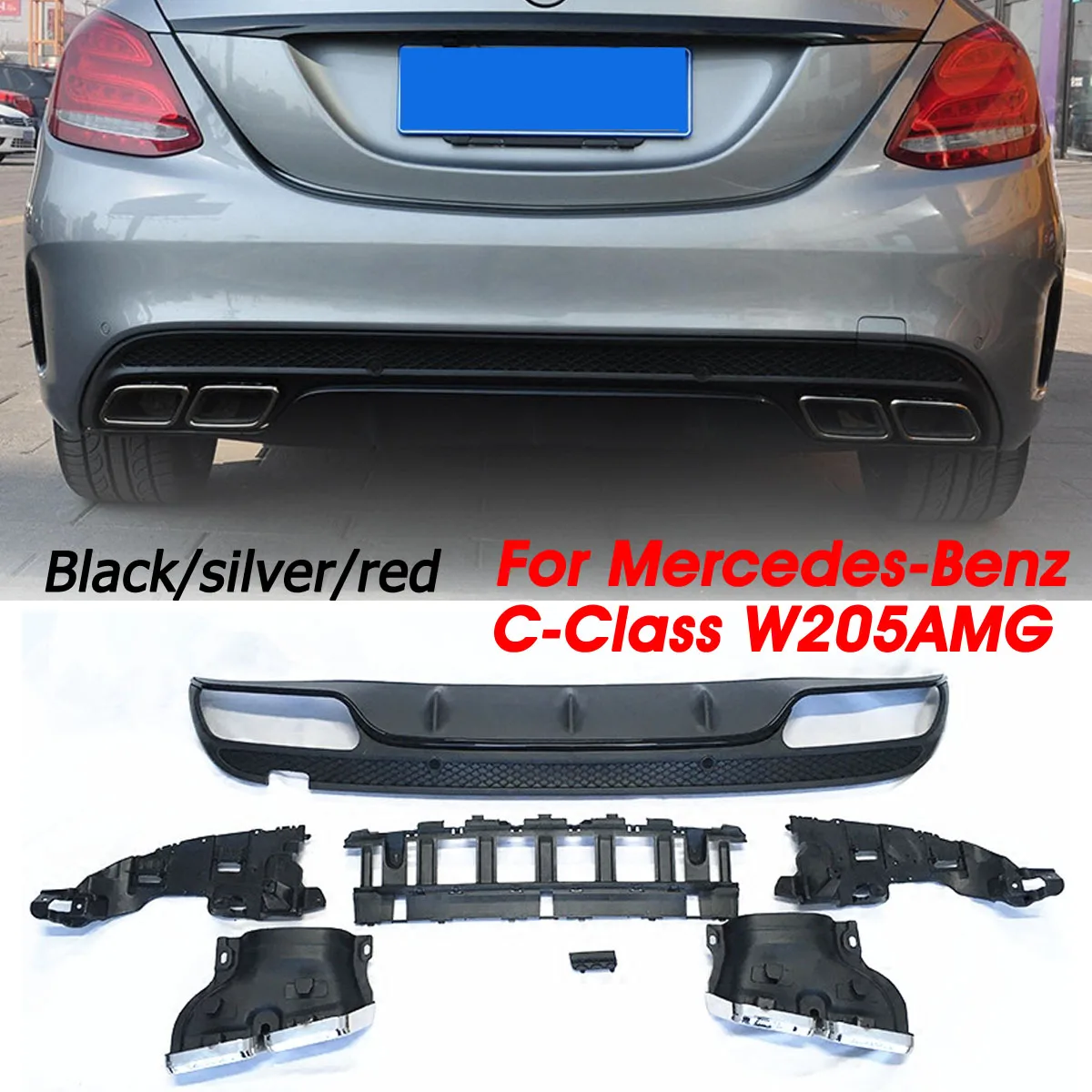 Autoleader 1 комплект черный/красный/серебристый ABS задний бампер диффузор наконечники глушителя спойлер СЕДАН бампер Защита для Benz c-класс W205