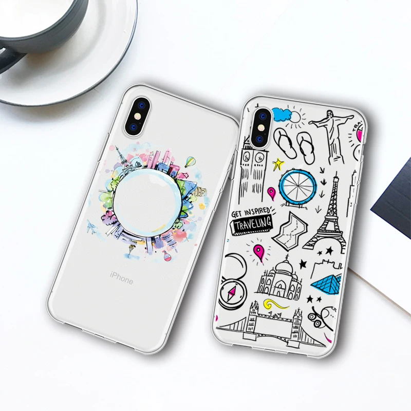 Мультяшный дорожный мягкий чехол для телефона оболочка iPhone 5 6 6S X XR Plus милый
